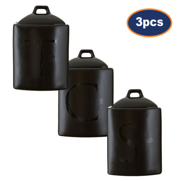 3pc Black Tea Sugar & Coffee Canisters