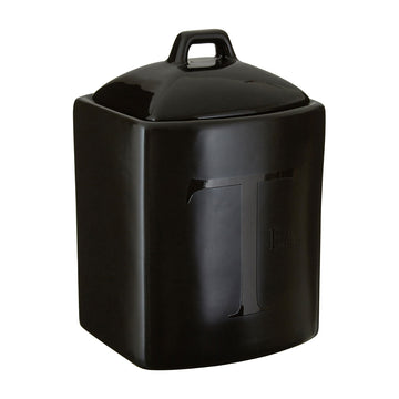 Black Ceramic Lid Text Tea Jar