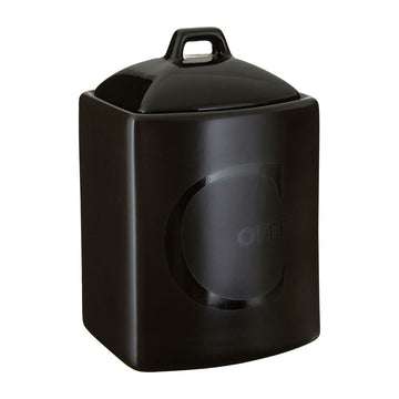 Black Ceramic Text Coffee Lid Jar