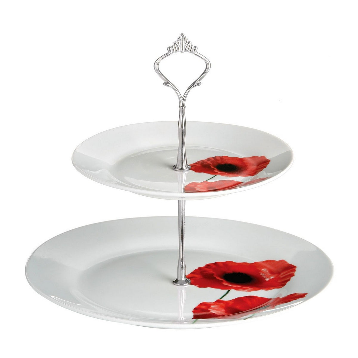 2 Tier Round Poppy Porcelain Cake Stand