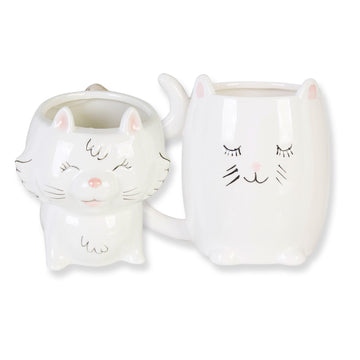 2pcs Gigil White Cats Novelty Coffee Mugs