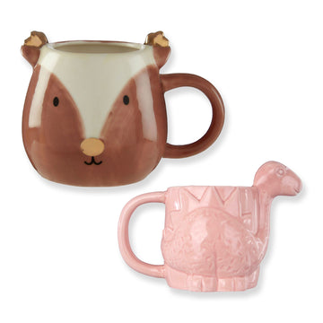 2pcs Gigil Reindeer & Dinosaur Animal Coffee Mugs