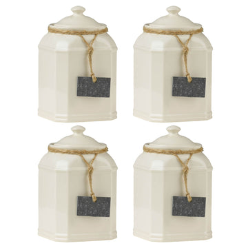 Set Of 4 Cream Dolomite Storage Jar