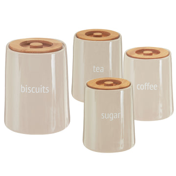 4pcs Fletcher Coffee Tea Sugar & Biscuit Canister Set