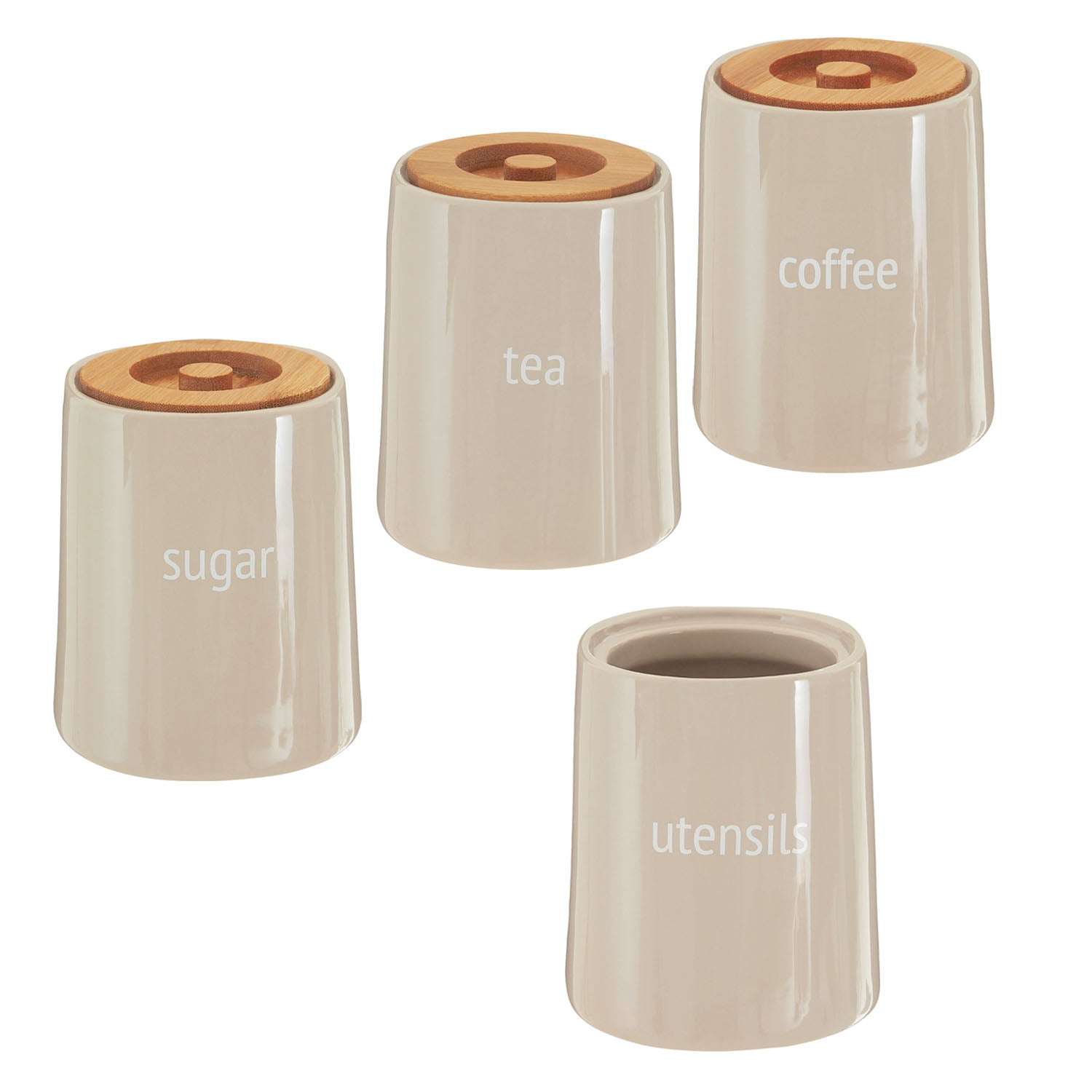 4pcs Fletcher Coffee Tea Sugar & Utensil Canister Set