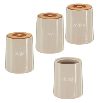 4pcs Fletcher Coffee Tea Sugar & Utensil Canister Set