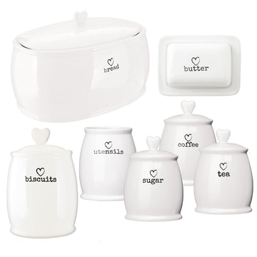 7pcs White Charm  Kitchen Storage Container Set