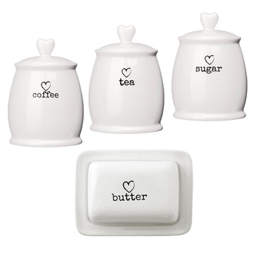 4pcs White Charm  Kitchen Storage Container Set