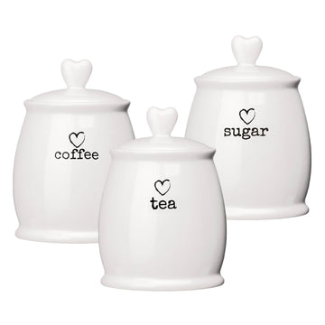 3pcs White Sugar Tea & Coffee Storage Jars