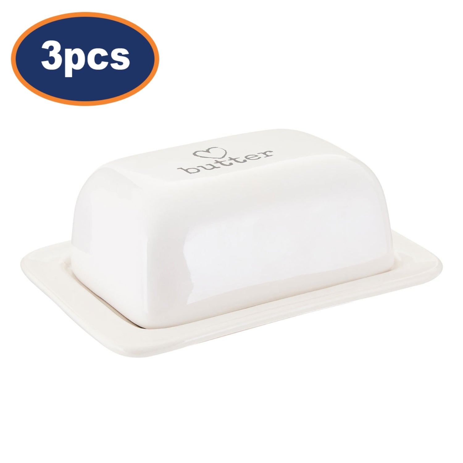 3pcs White Charm Butter Dish