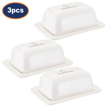 3pcs White Charm Butter Dish