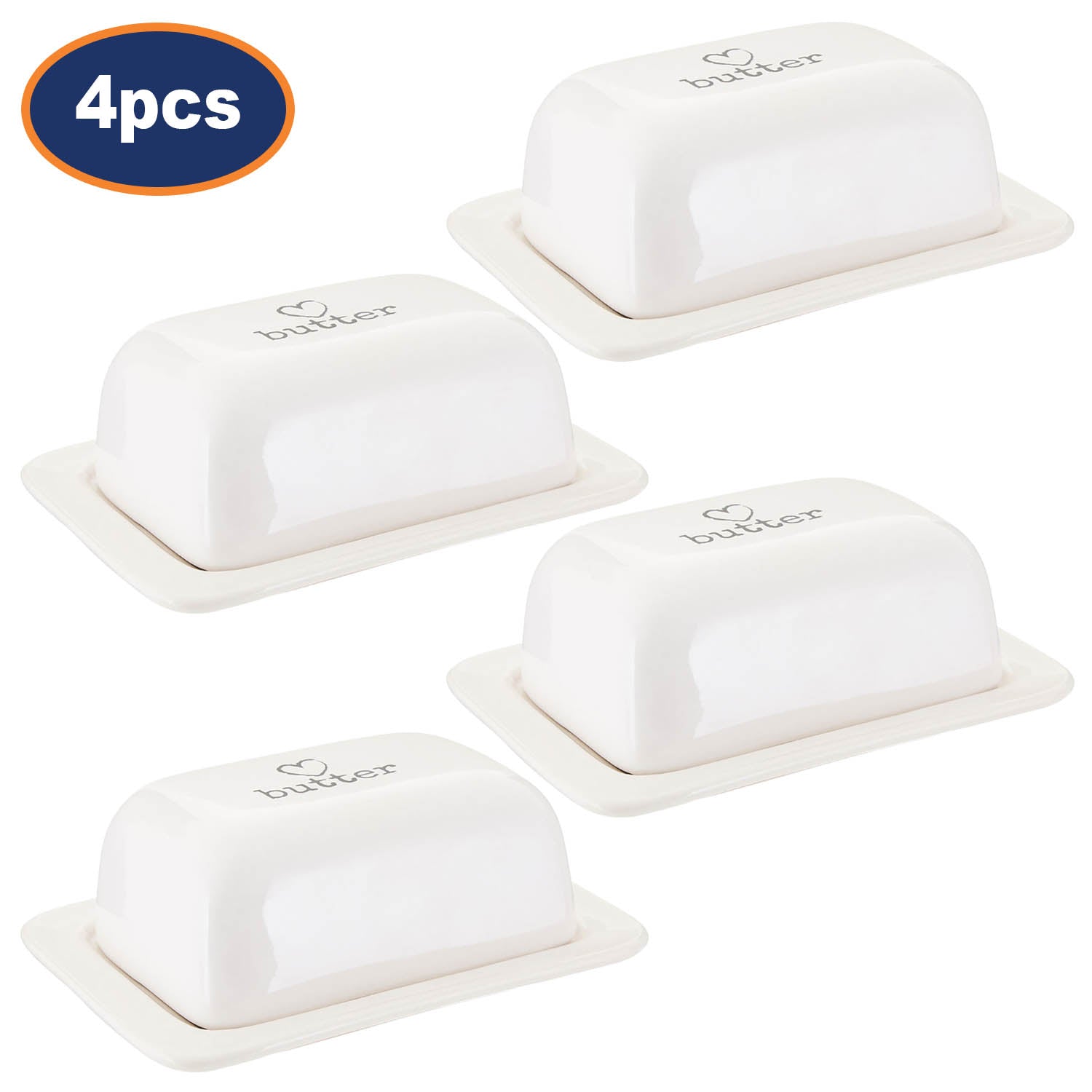 4pcs White Charm Butter Dish