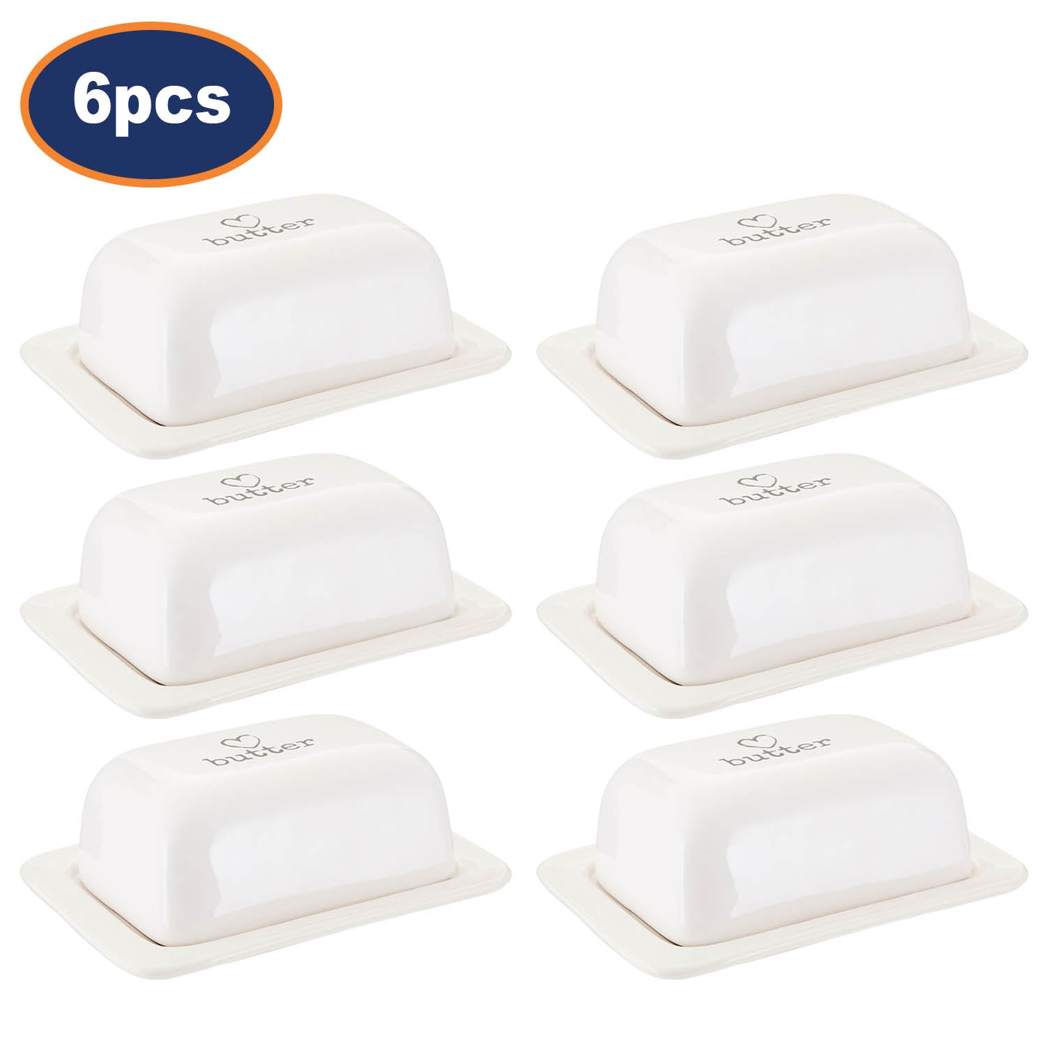 6pcs White Charm Butter Dish