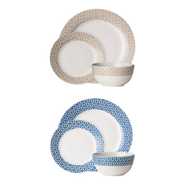 Elvie Casablanca 12 Piece Blue Dinner Set