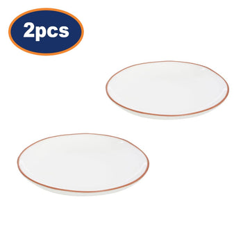 2Pcs Cassia White Glazed Terracotta Dinner Plates