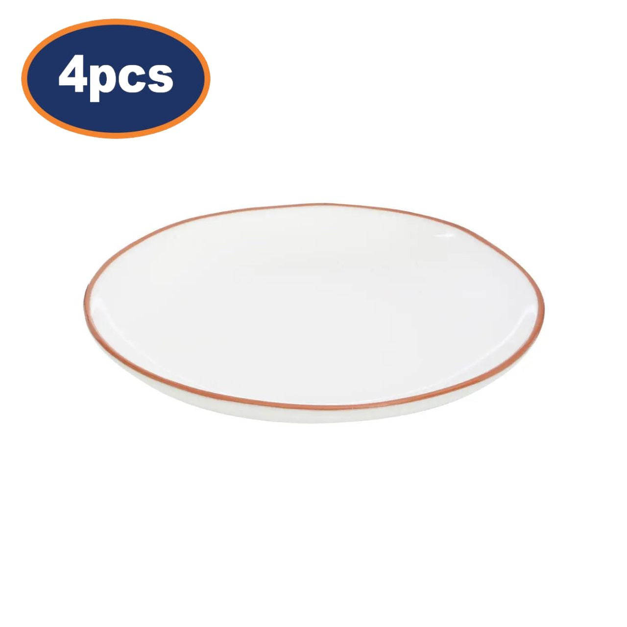 4Pcs Cassia White Glazed Terracotta Dinner Plates