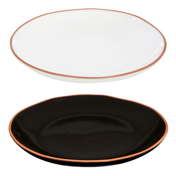 2Pcs Cassia White Glazed Terracotta Dinner Plates