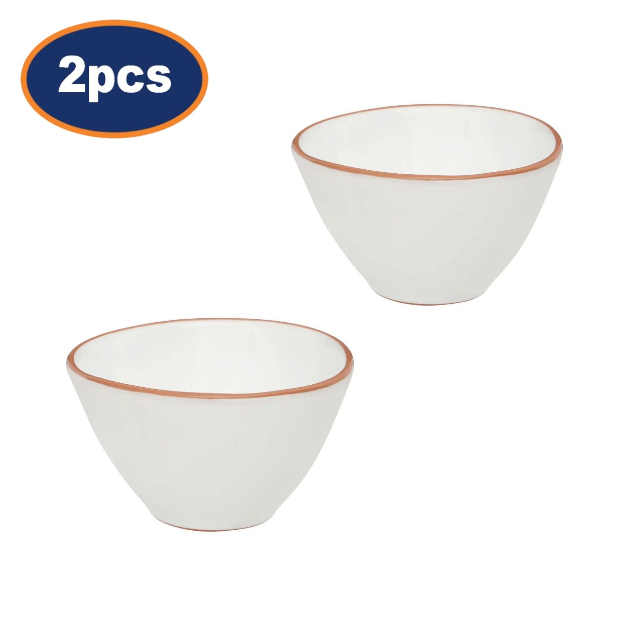 2Pcs Cassia White Glazed Terracotta Bowls