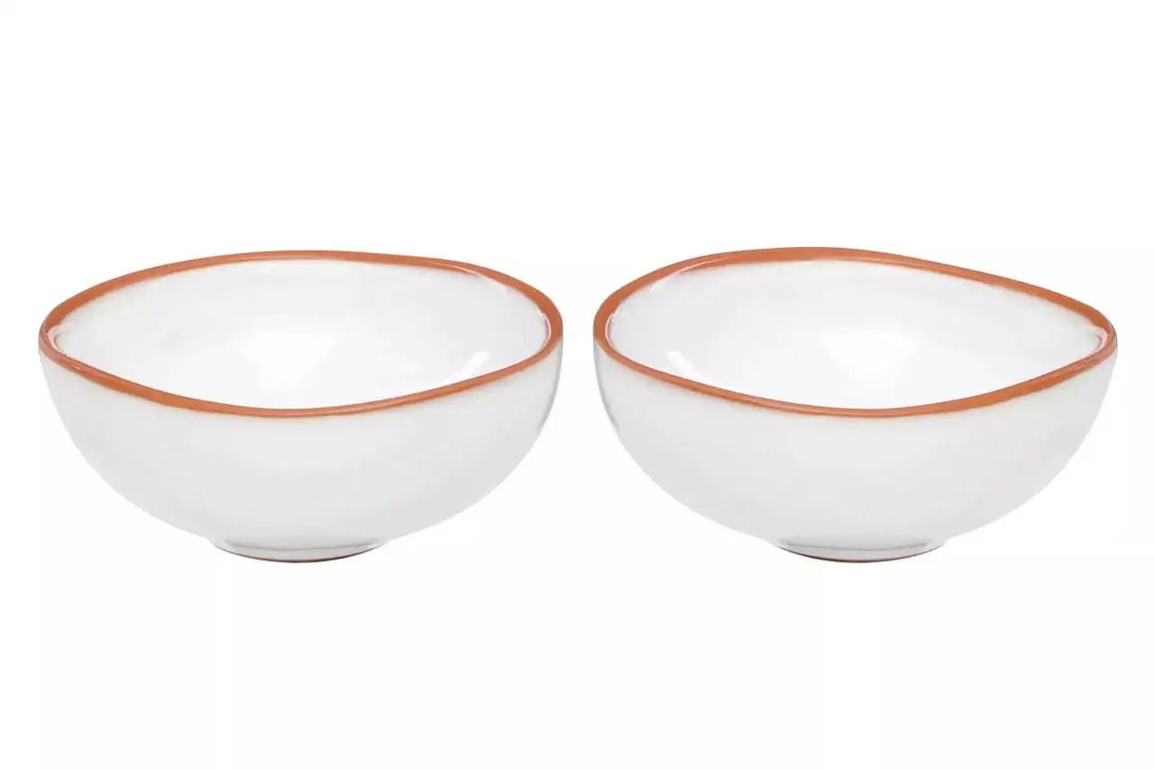 Cassia 2Pc White Glazed Terracotta Mini Bowls