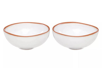 Cassia 2Pc White Glazed Terracotta Mini Bowls