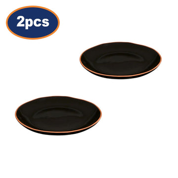 2Pcs Cassia Black Glazed Terracotta Dinner Plates