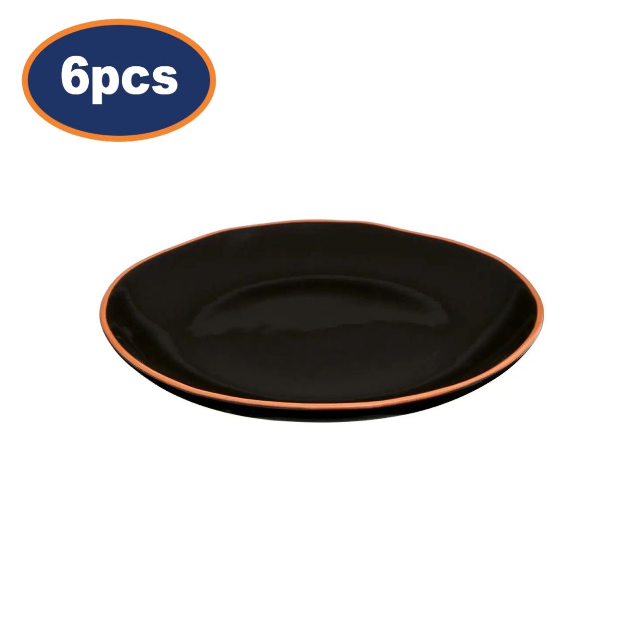 6Pcs Cassia Black Glazed Terracotta Dinner Plates