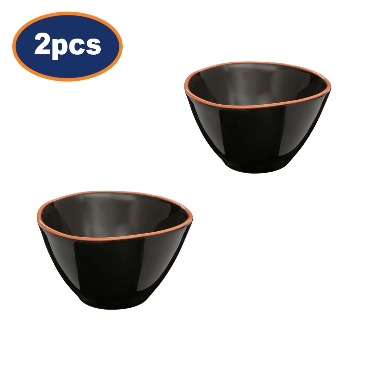 2Pcs Cassia Black Glazed Terracotta Bowls