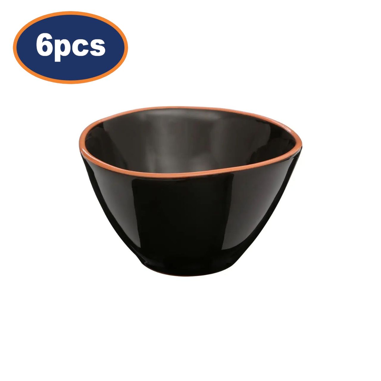 6Pcs Cassia Black Glazed Terracotta Bowls