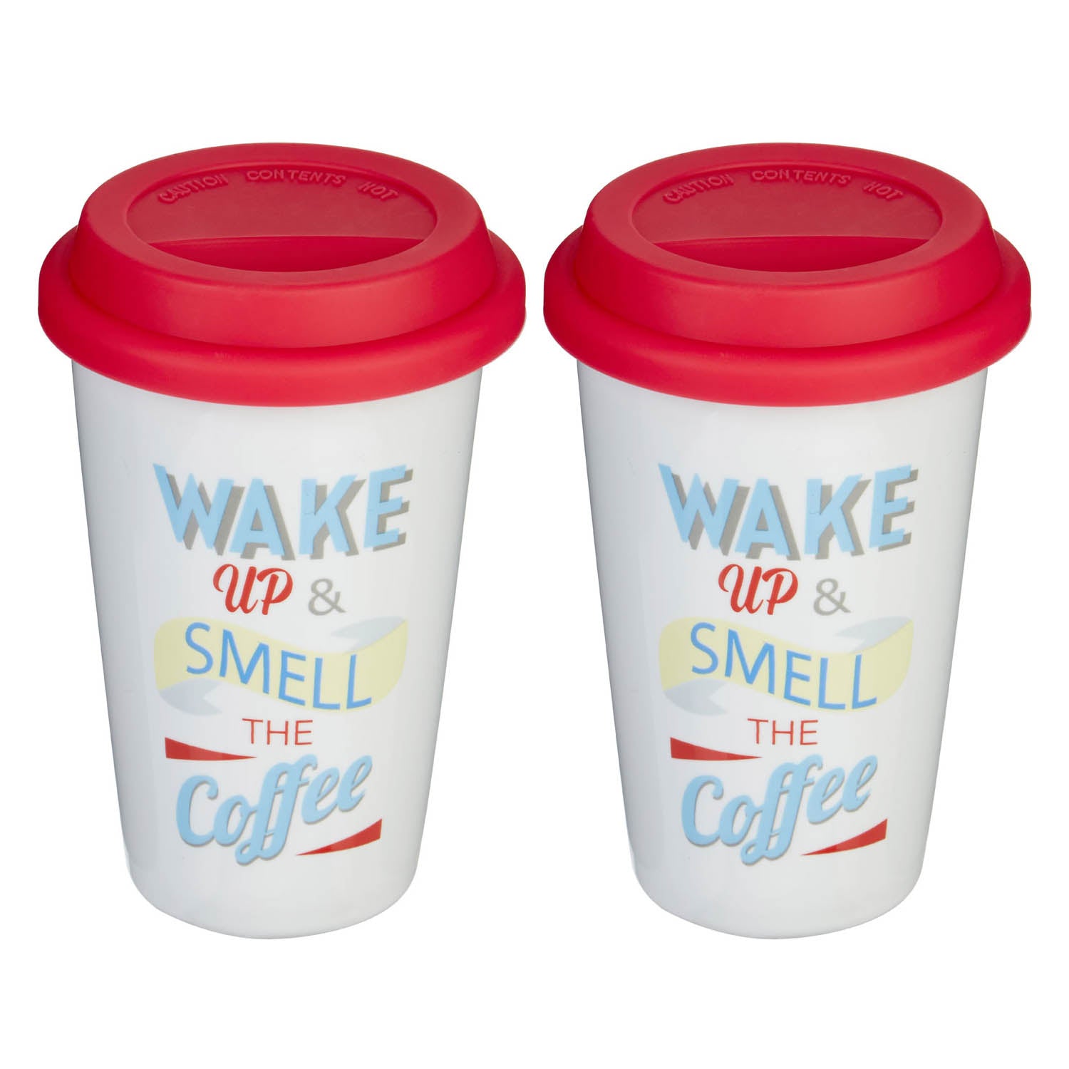 Set Of 2 330ml Wake Up Travel Mug