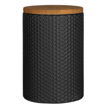 Set of 3 Hex Black Dolomite Tea Coffee Sugar Canister