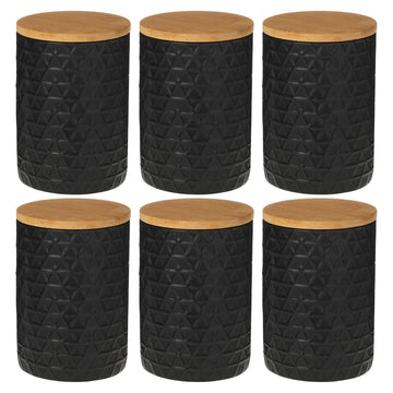 Set Of 6 Tea Coffee Sugar Biscuits Canisters