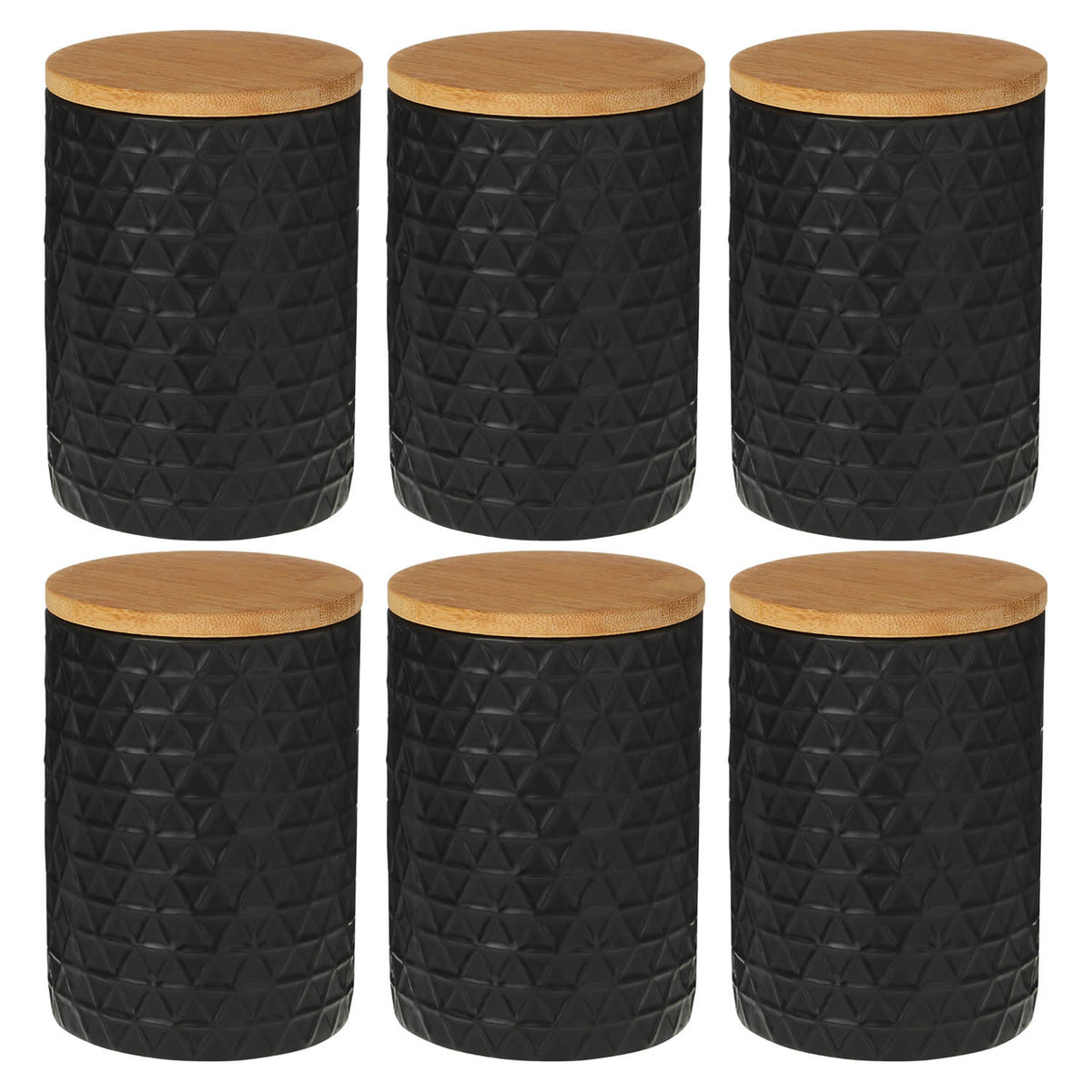 Set Of 6 Tea Coffee Sugar Biscuits Canisters