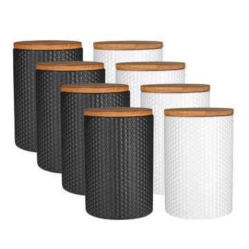 8pcs Dolomite Black & White Tea Coffee Sugar Canister Jars