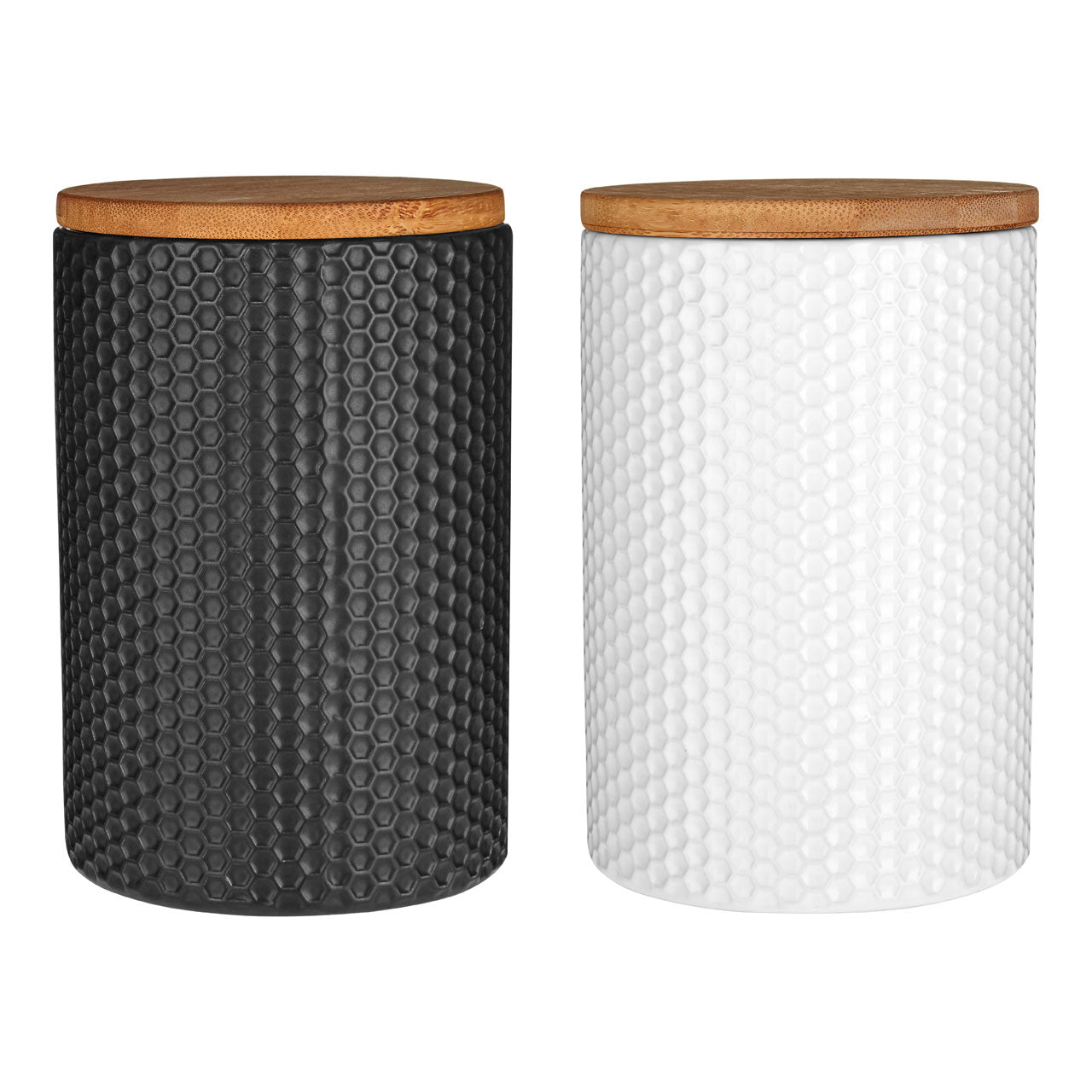 2pcs Dolomite Black & White Tea Coffee Sugar Canister Jars