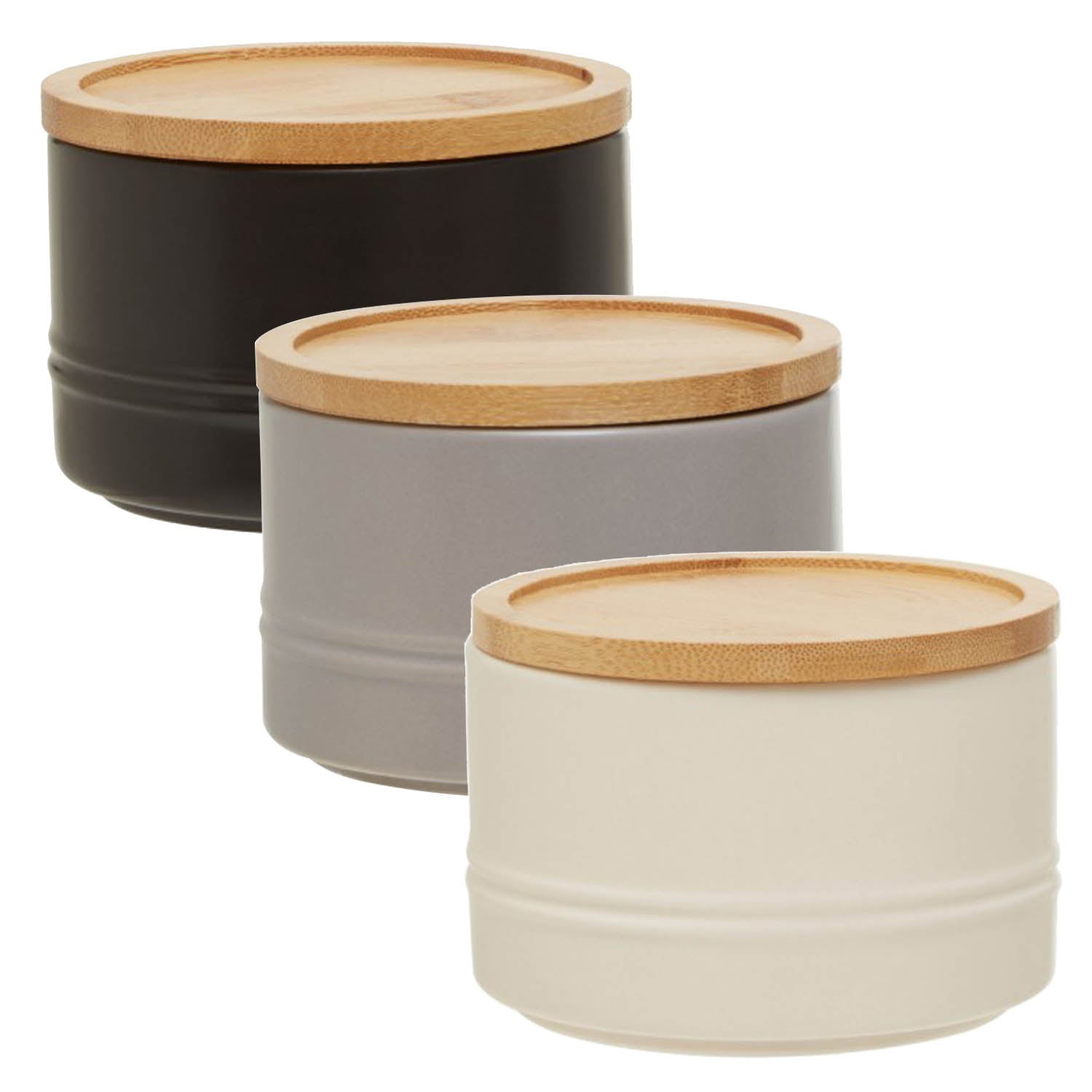 Pack of 3 Fenwick 380ml Stoneware Kitchen Food Jars Canisters