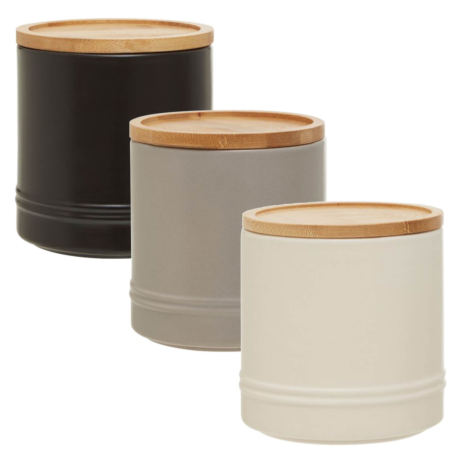 Pack of 3 Fenwick 720ml Stoneware Kitchen Food Jars Canisters