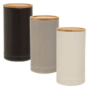 Pack of 3 1450ml Stoneware Kitchen Storage Jars Canisters