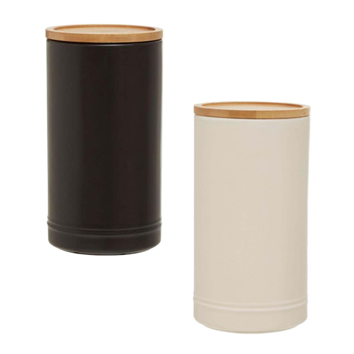 Pack of 2 1450ml Stoneware Kitchen Storage Jars Canisters