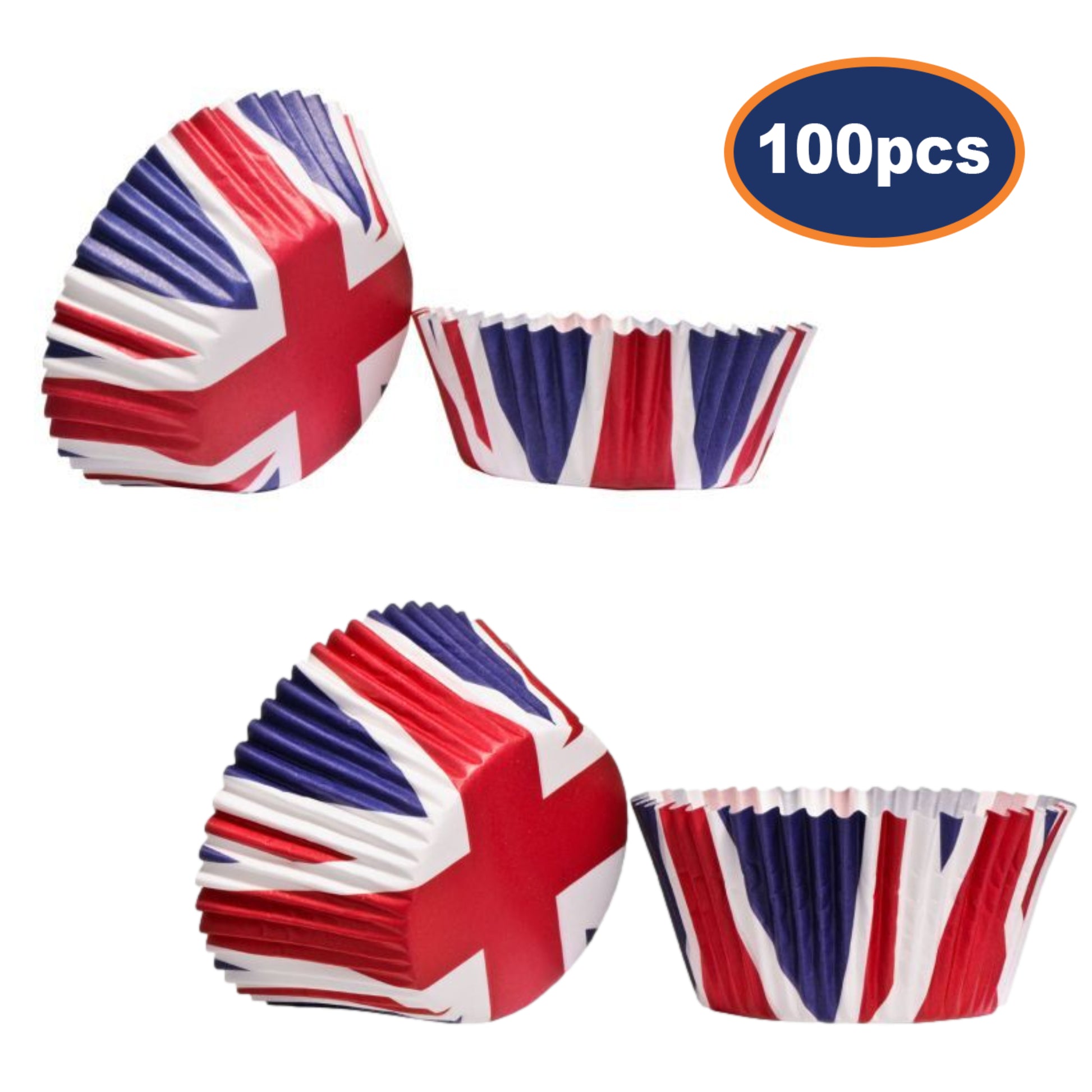 Union Jack 40 Large & 60 Medium Cupcake Cups