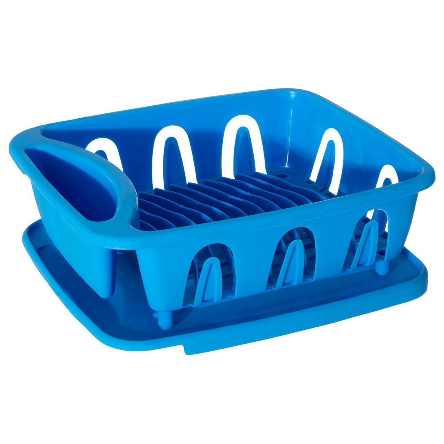 Blue Plastic Dish Drainer Rack Cutlery