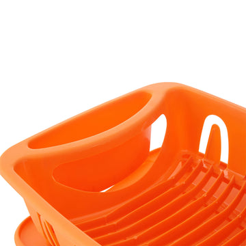 Plastic Orange Dish Drainer Plates Utensils Caddy