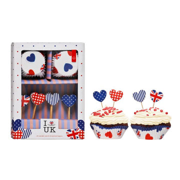 I Love UK 24 Cupcake Cases & 24 Cake Paper