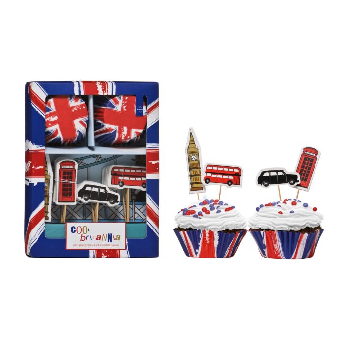 Cool Britannia 24 Cupcake Cases and 24 Cake Paper