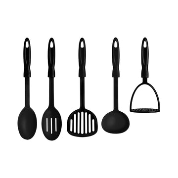 5 Piece Black Kitchen Cooking Utensil Set