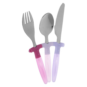 3Pc Children Cutlery Set Pink Handle (Knf/Frk/Spn) 18/0