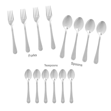 14Pc Classic Stainless Steel Teaspoon Spoon Fork Utensil Set