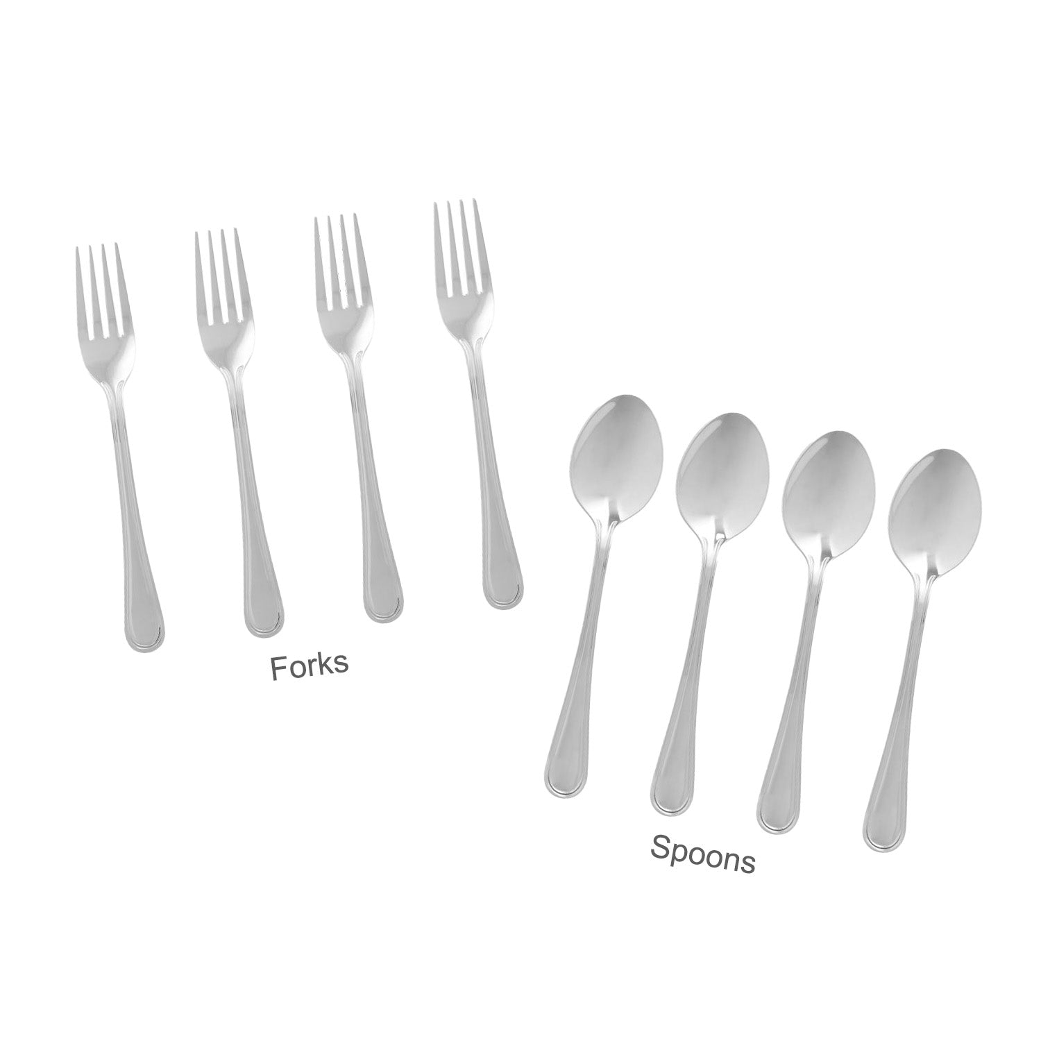 8Pc Classic Stainless Steel Spoon & Fork Utensil Set