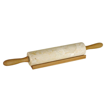 46cm Champagne Marble Rolling Pin with Wood Handle