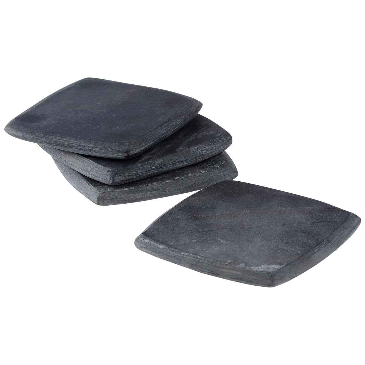 Set Of 4 Dark Grey Agra Marble Square Coasters