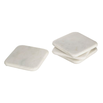 Set of 4 White Square Marble Coasters